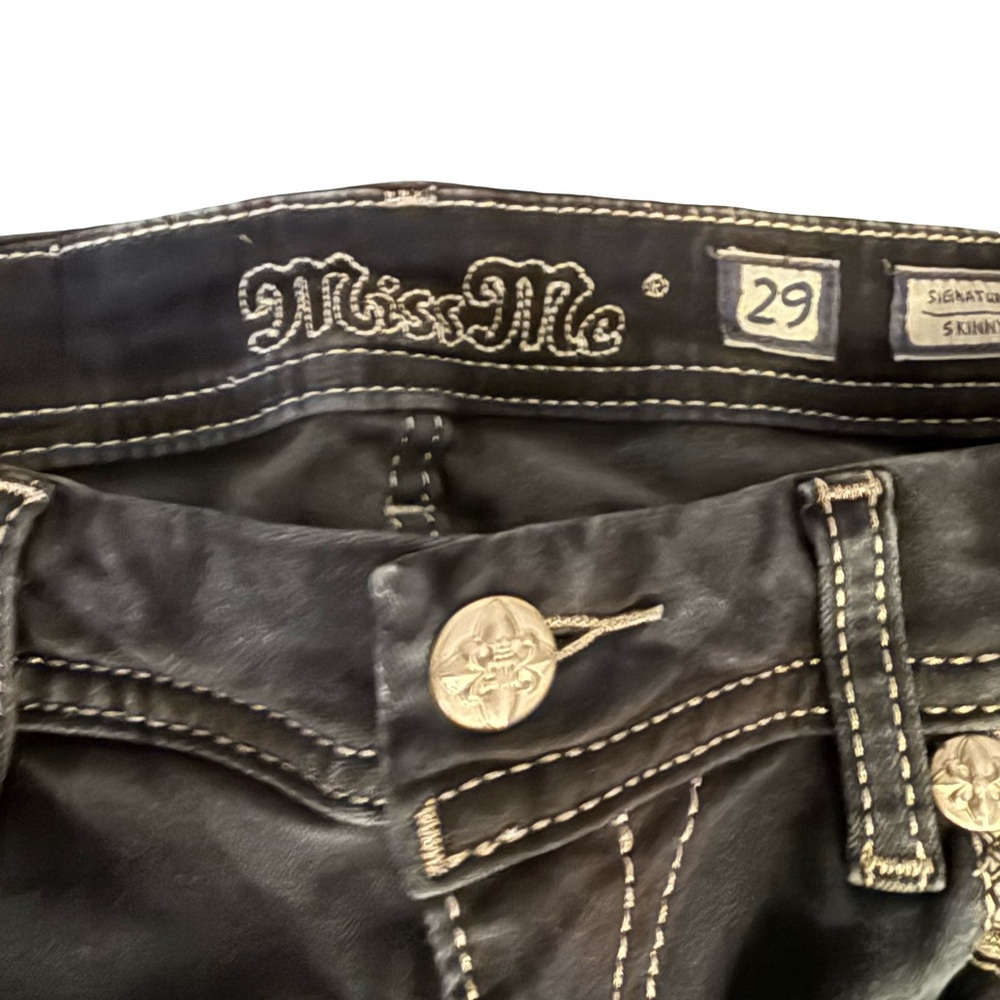 Miss Me Dark Blue Denim Skinny Jeans with Contrast Stitching - Picture 5 of 6